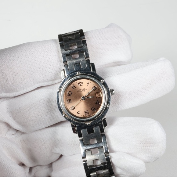 Hermes Clipper CL4.210 Quartz Pink Gold Dial Watch Wristwatch - Picture 3 of 10